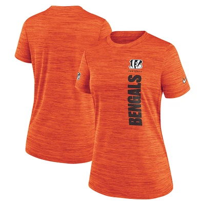 T-shirt Nike orange Cincinnati Bengals Sideline Velocity Performance pour femme