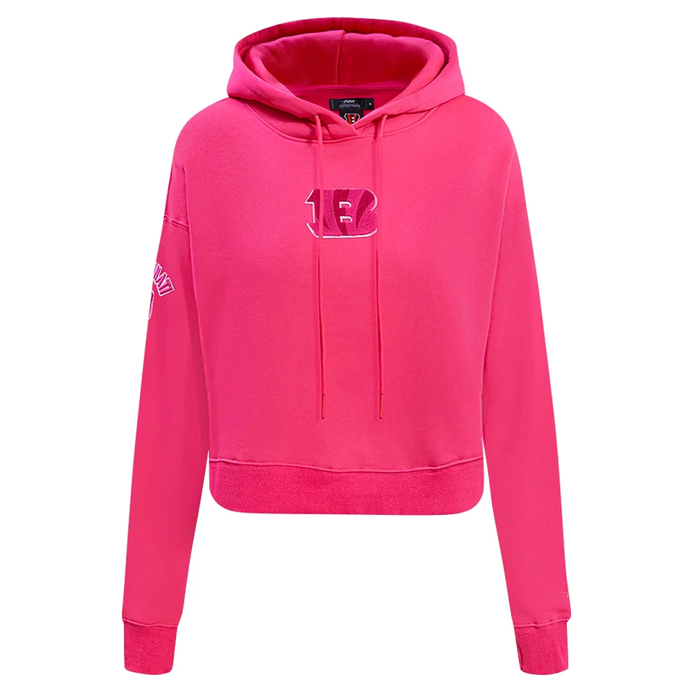 Sweat à capuche court en polaire triple rose Pro Standard Pink Cincinnati Bengals pour femmes