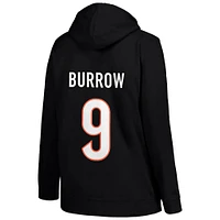 Women's Profile Joe Burrow Black Cincinnati Bengals Plus Player Name & Number Pullover Hoodie