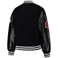 Women's The Wild Collective Black Cincinnati Bengals Varsity Full-Snap Sparkle Jacket