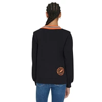 Women's Tommy Hilfiger Black Cincinnati Bengals Alice V-Neck Pullover Sweatshirt