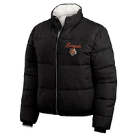 Women's WEAR by Erin Andrews  Black/White Cincinnati Bengals Reversible Cropped Full-Zip Puffer Jacket