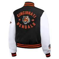 Women's WEAR by Erin Andrews  Black/White Cincinnati Bengals Varsity Full-Zip Jacket