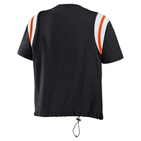 Women's WEAR by Erin Andrews Black Cincinnati Bengals Cinched Colorblock T-Shirt
