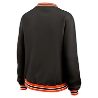 Women's WEAR by Erin Andrews Black Cincinnati Bengals Oversized Long Sleeve V-Neck Sweatshirt