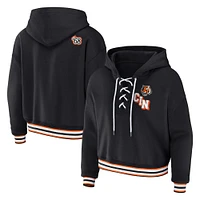 Women's WEAR by Erin Andrews Black Cincinnati Bengals Plus Lace-Up Pullover Hoodie