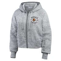 Women's WEAR by Erin Andrews  Heather Gray Cincinnati Bengals Speckled Fleece Cropped Full-Zip Hoodie