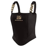 Women's WEAR by Erin Andrews x Gracie Hunt Black Cincinnati Bengals Chain Link Corset Top