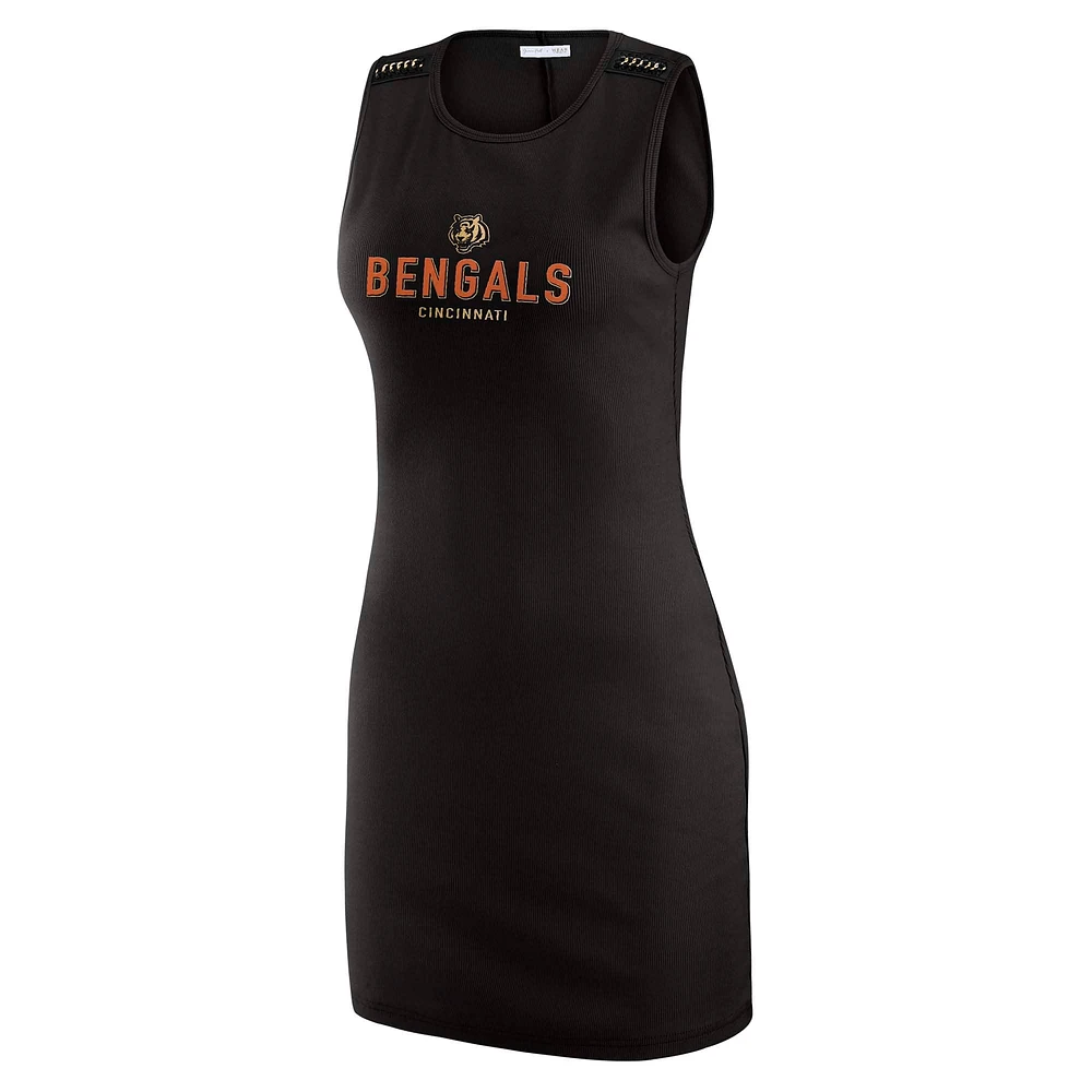 Women's WEAR by Erin Andrews x Gracie Hunt Black Cincinnati Bengals Ribbed Tank Dress