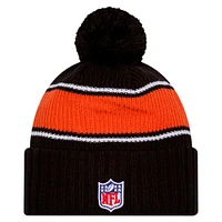 Youth New Era Black Cincinnati Bengals 2024 Sideline Sport Cuffed Knit Hat with Pom