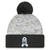 Youth New Era White/Graphite Cincinnati Bengals 2024 Salute To Service Cuffed Pom Knit Hat