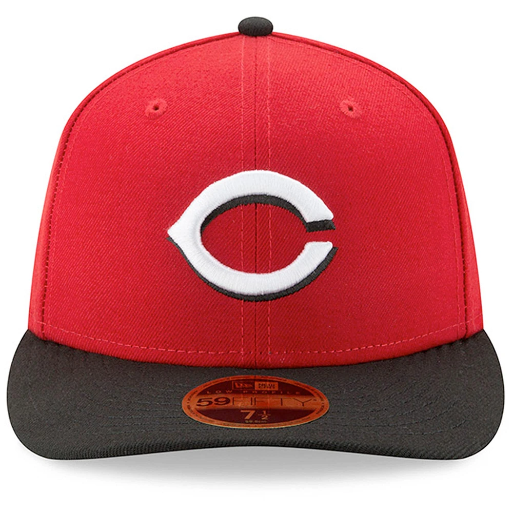 Cincinnati Reds New Era Road Authentic Collection On-Field Logo Low Profile 59FIFTY - Fitted Hat Red/Black