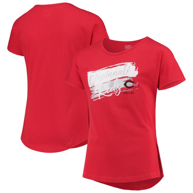 T-shirt Dolman à coups de pinceau pour filles, rouge Cincinnati Reds