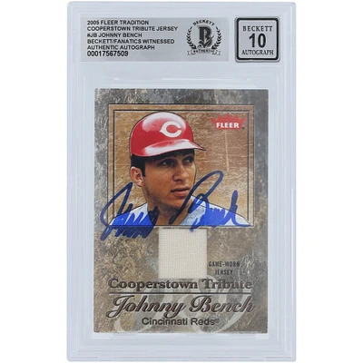 V106832 REDS Johnny Bench Cincinnati Reds Autographié 2005 Fleer Tradition Cooperstown Tribute Jersey Relic #CT-JB Beckett Fanatics Witnessed Authentifié 10 Cartes Johnny Bench AUT FEE TRADING CARDS 45666 AUTTRC CA01B00104 #1