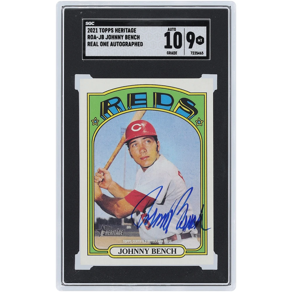 Johnny Bench Cincinnati Reds Autographed 2021 Topps Heritage Real One #ROA-JB SGC Authenticated 9/10 Card