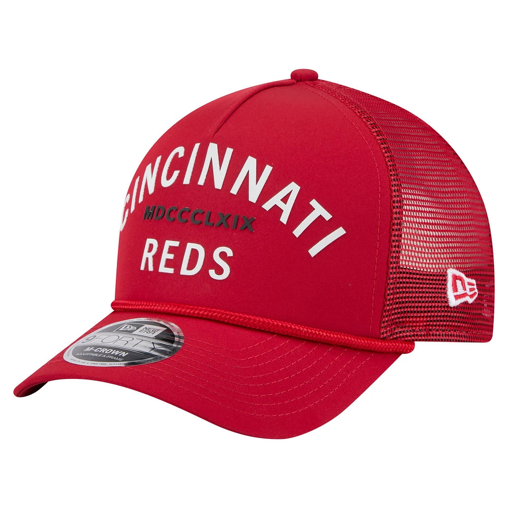 Men's New Era Red Cincinnati Reds Minimalist 9FORTY A-Frame Adjustable Hat