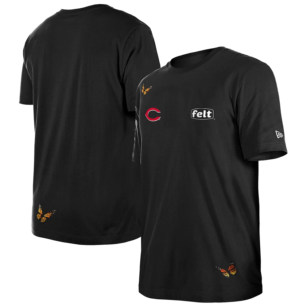 T-shirt noir pour homme New Era x Felt Cincinnati Reds