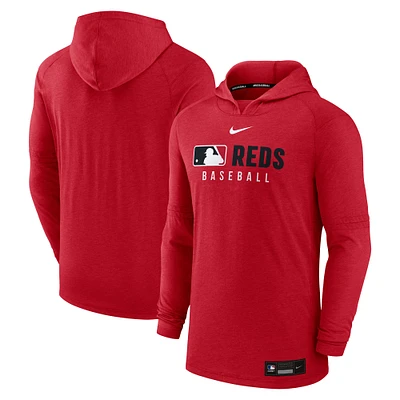 Men's Nike  Heather Red Cincinnati Reds Authentic Collection Tri-Blend Performance Pullover Hoodie