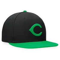 Men's Fanatics Black/Kelly Green Cincinnati Reds Lucky Snapback Hat