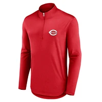 Men's Fanatics Red Cincinnati Reds Quarterback Quarter-Zip Top