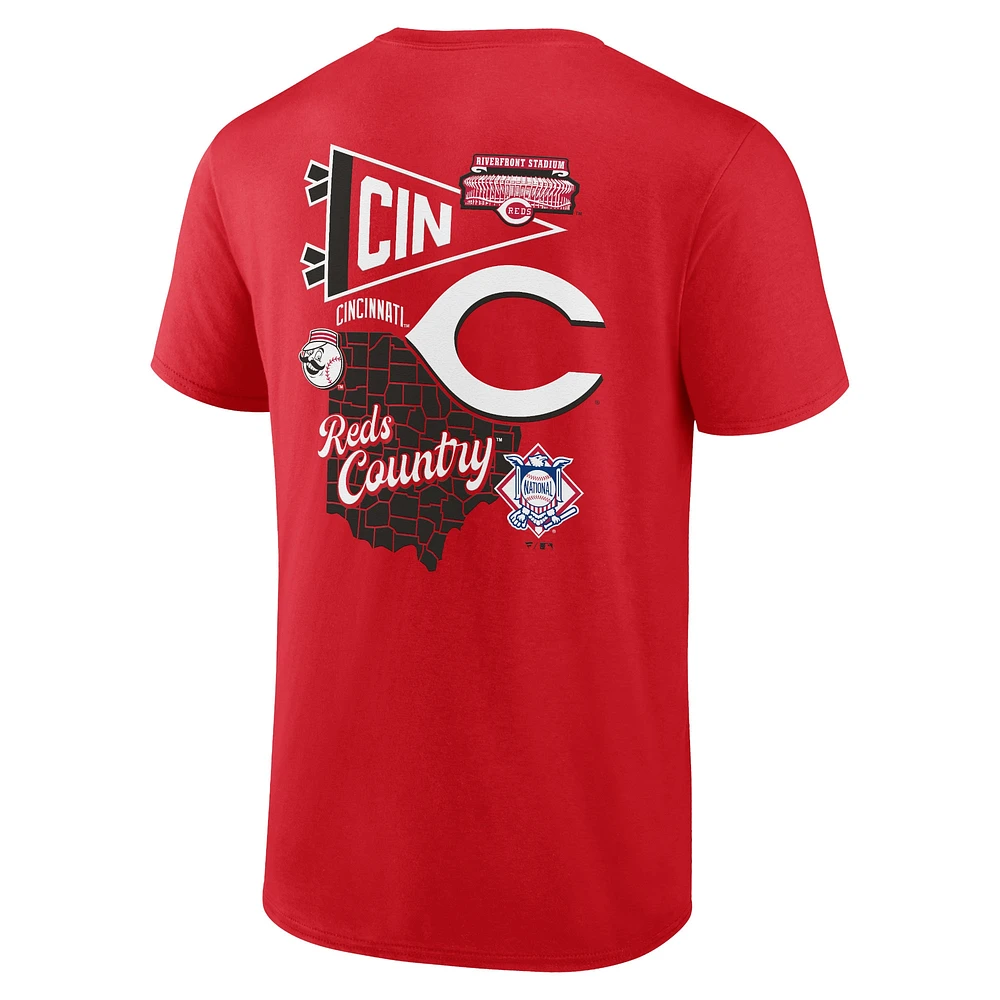 Men's Fanatics Red Cincinnati Reds Split Zone T-Shirt