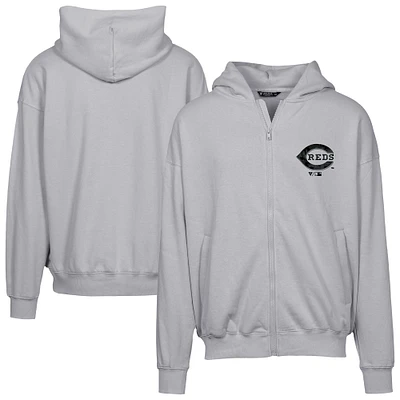Men's Levelwear  Gray Cincinnati Reds Oversized Uphill Digital Camo Full-Zip Hoodie