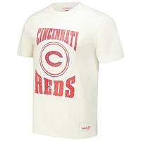 T-shirt à logo arqué Mitchell & Ness pour homme, couleur crème, avec des Reds de Cincinnati