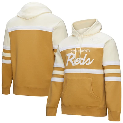 Sweat à capuche Mitchell & Ness pour homme, couleur beige/crème, entraîneur des Reds de Cincinnati