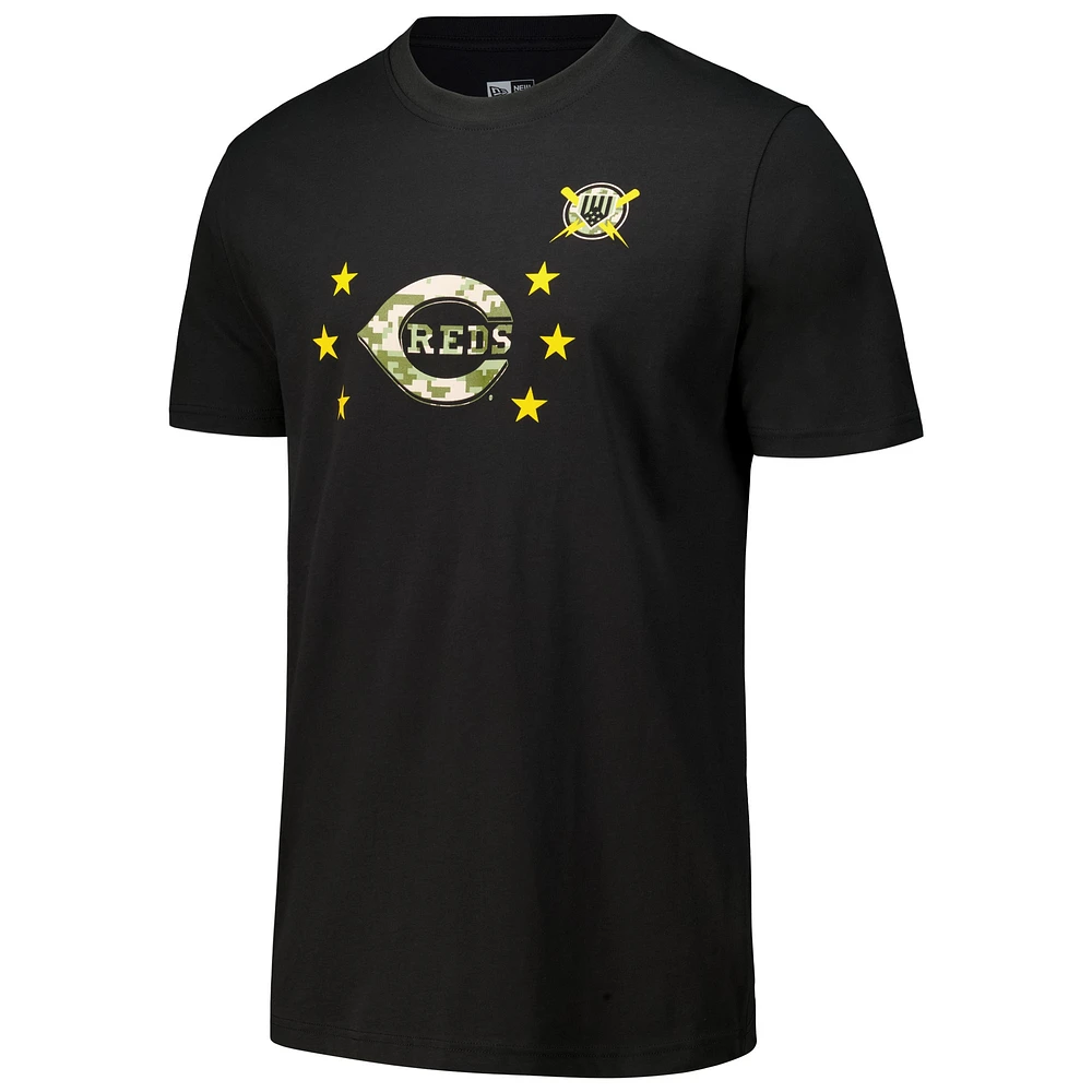 Men's New Era Black Cincinnati Reds 2024 Armed Forces Day T-Shirt