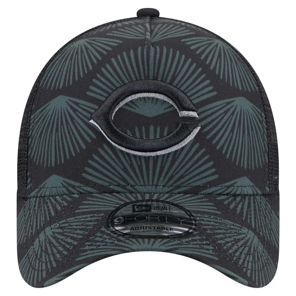 Men's New Era  Black Cincinnati Reds 9FORTY A-Frame Trucker Adjustable Hat