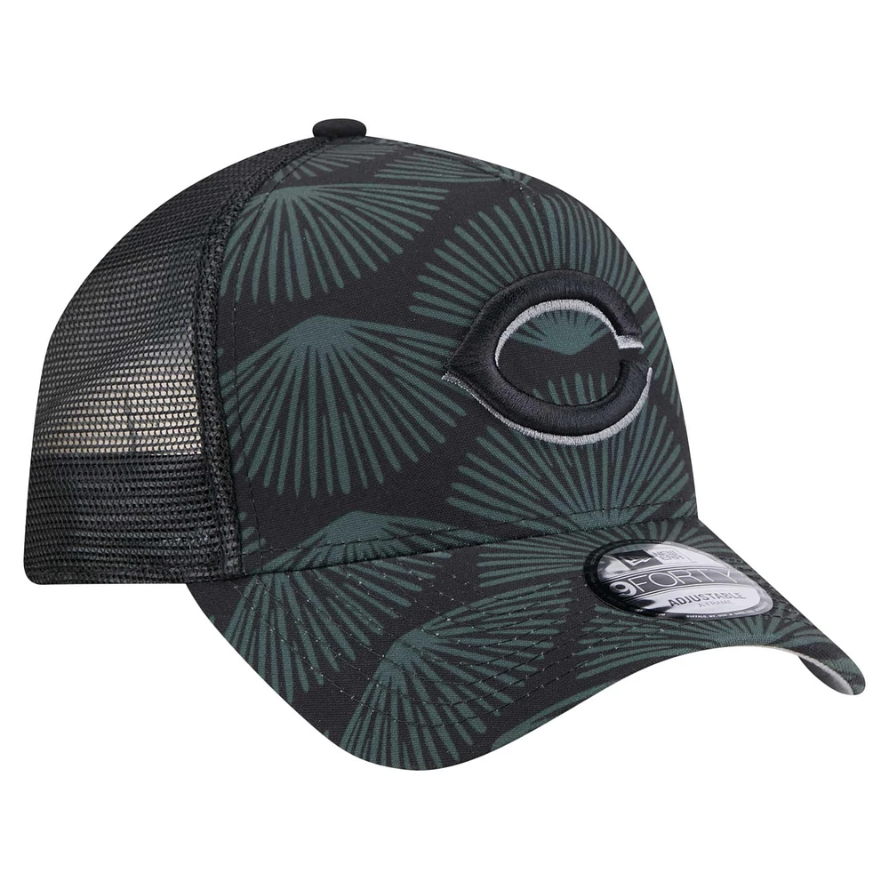 Men's New Era  Black Cincinnati Reds 9FORTY A-Frame Trucker Adjustable Hat
