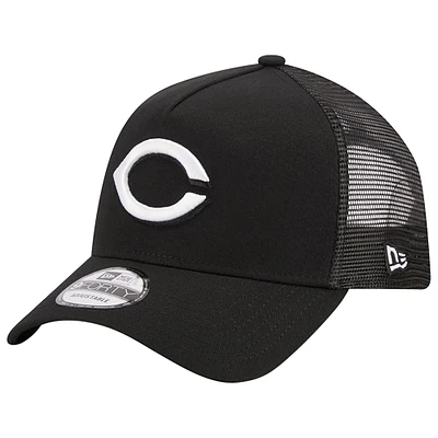 Casquette réglable de camionneur A-Frame 9FORTY New Era noire des Cincinnati Reds pour hommes