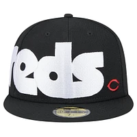 Men's New Era Black Cincinnati Reds Checkered Undervisor 59FIFTY Fitted Hat