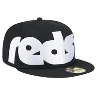 Men's New Era Black Cincinnati Reds Checkered Undervisor 59FIFTY Fitted Hat