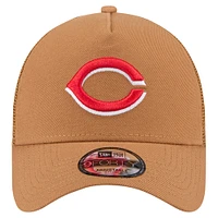 Men's New Era Brown Cincinnati Reds A-Frame Trucker 9FORTY Adjustable Hat