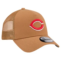 Men's New Era Brown Cincinnati Reds A-Frame Trucker 9FORTY Adjustable Hat