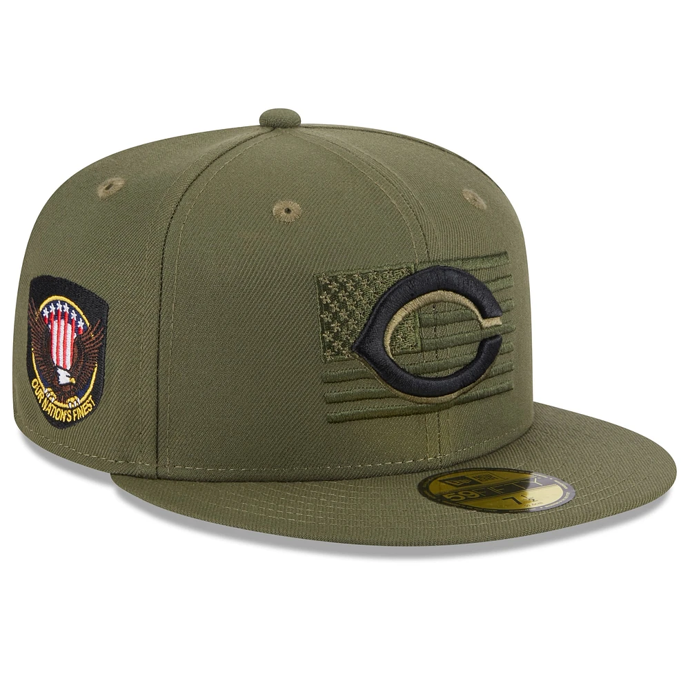 Men's New Era  Green Cincinnati Reds 2023 Armed Forces Day On-Field 59FIFTY Fitted Hat