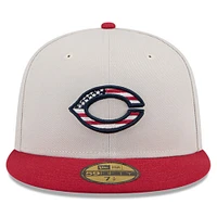 Men's New Era  Khaki/Red Cincinnati Reds 2024 Fourth of July 59FIFTY Fitted Hat
