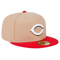 Men's New Era Khaki Cincinnati Reds 59FIFTY Fitted Hat