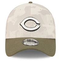 Men's New Era Light Beige/Olive Cincinnati Reds 2025 Armed Forces Day 39THIRTY Flex Hat