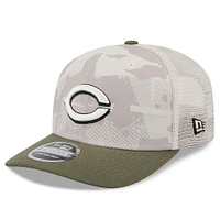 Men's New Era Light Beige/Olive Cincinnati Reds 2025 Armed Forces Day 9SEVENTY Stretch-Snap Hat