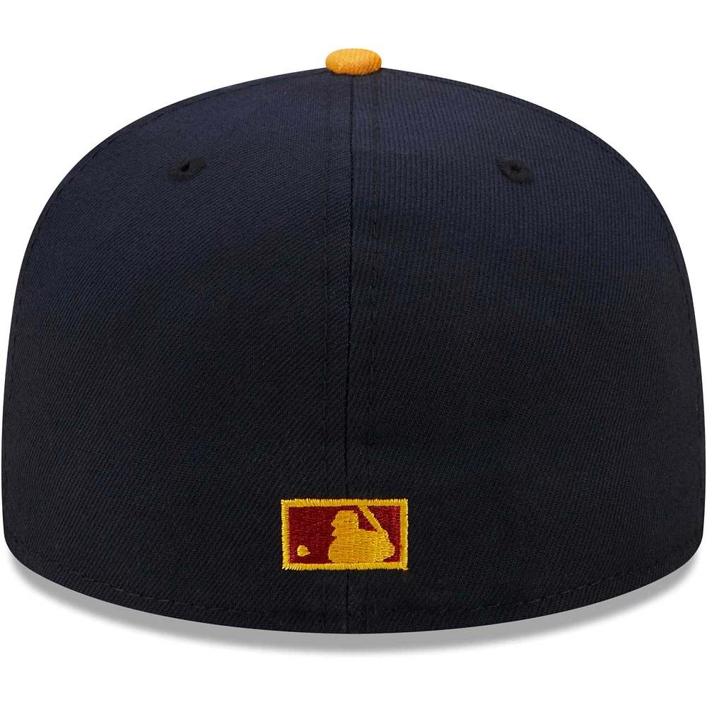 Men's New Era Navy/Gold Cincinnati Reds Primary Logo 59FIFTY Fitted Hat