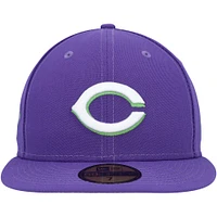 Men's New Era Purple Cincinnati Reds Lime Side Patch 59FIFTY Fitted Hat