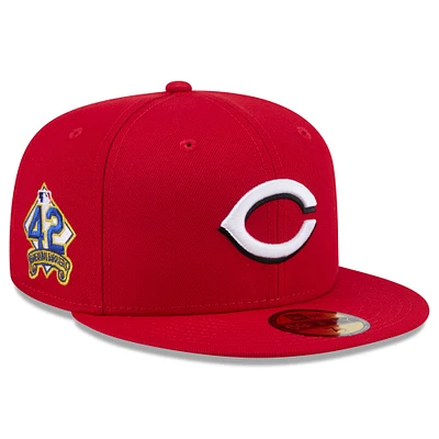 Casquette ajustée Jackie Robinson Day n° 42 59FIFTY pour homme des Reds de Cincinnati New Era