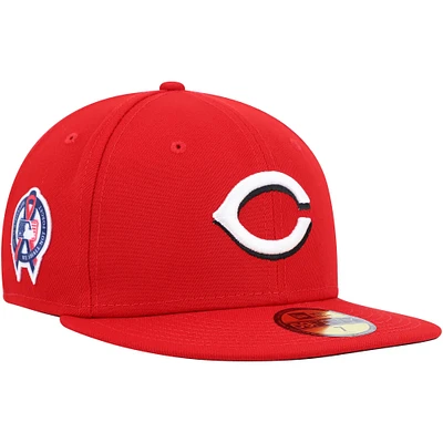 New Era Red Cincinnati Reds 11 Memorial Side Patch 59FIFTY Chapeau masculin