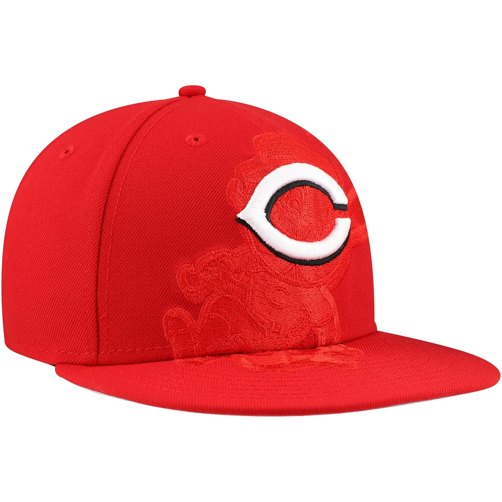 Men's New Era Red Cincinnati Reds Shadow Logo 59FIFTY Fitted Hat