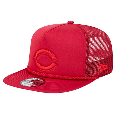 Men's New Era Red Cincinnati Reds Tone Foam Meshback Golfer Snapback Hat