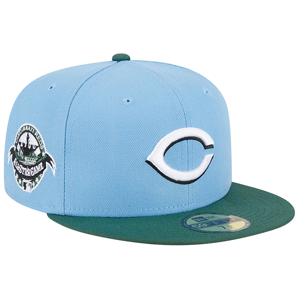 Casquette ajustée 59FIFTY pour homme New Era bleu ciel/cilantro Cincinnati Reds 1988 MLB All-Star Game