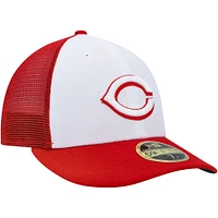 Men's New Era White/Red Cincinnati Reds 2023 On-Field Batting Practice Low Profile 59FIFTY Fitted Hat