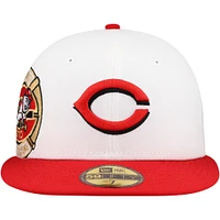 Men's New Era White/Red Cincinnati Reds Major Sidepatch 59FIFTY Fitted Hat